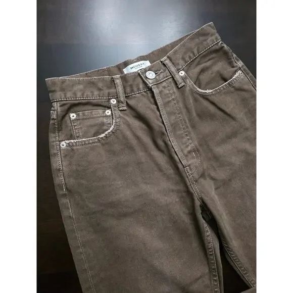 Moussy Vintage Emery Brown Button Fly Denim Jeans Size 26 - Picture 2 of 7